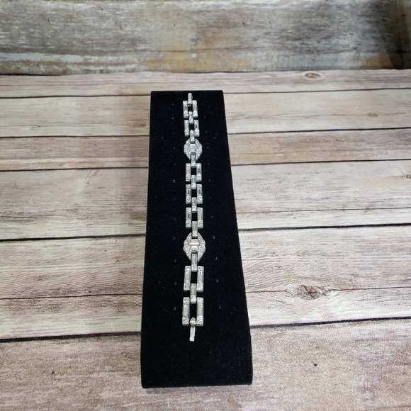 Vtg 20s or 30s art deco clear rhinestone bracelet - Picture 5 of 5